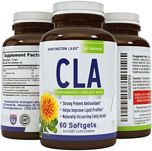 Highest Grade &amp; Potency CLA Supplement Through Safflower Oil - Natural Softgels &amp; Extra Purity for Strength &amp; Bio-availability - Guaranteed By Huntington Labs by Huntington Labs