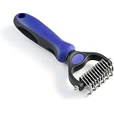 WePet Grooming Rake for Dogs &amp; Cats, Double-Sided Deshedding Brush, Extra-Wide Dematting Tool, Slicker Comb for Undercoat &amp; Loose Hair Removal, Reduces Shedding by 95%, Blue, Small