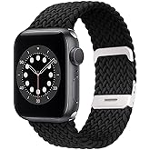 Braided Wrist Strap Compatible With Apple Watch Band 38mm 40mm 41mm 42mm 44mm 45mm for Men and Women, Adjustable Stretch Nylon Elastic for iWatch Series Ultra SE 8 7 6 5 4 3 2 1