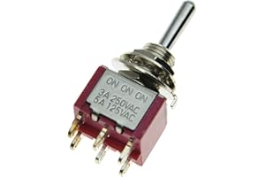 SALECOM ELECTRONICS CO. SALECOM 5pcs DPDT 6 Pin 3 Way ON/ON/ON Guitar Mini Toggle Switch Car/Boat Switches