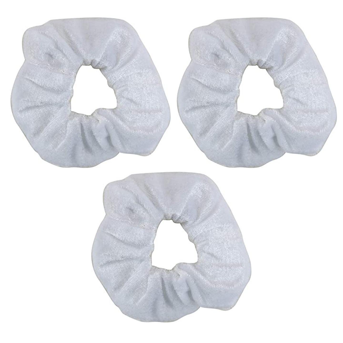 Topkids Accessories - Velvet Scrunchie Scrunchies Elastic Hair Band Ponytail Holders Hair Scrunchie Hair Bobbles Hair Accessories for Women, Ladies, Girls - Pack of 3 (White)