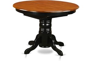 East West Furniture KET-BLK-TP Kenley Modern Kitchen Table - an Oval Dining Table Top with Butterfly Leaf & Pedestal Base, 42x60 Inch, Black & Cherry