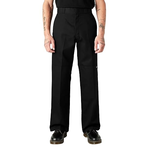 Dickies Men's Loose Fit Double Knee Work Pants – Durable Twill Utility Trousers for Construction & Warehouse, Black, 36W x 36L