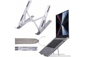 Laptop Stand for Desk, Arae Adjustable Ergonomic Portable Aluminum Holder, Foldable Computer Stand 6 Angles Anti-Slip Laptop 