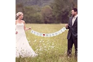 VANVENE Vintage Just Married Banner Wedding Bunting Photo Booth Props Signs Garland Bridal Shower Decoration, White