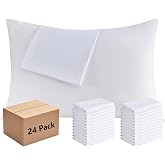 CULVE White Pillow Case Standard 24 Pack Bulk, Microfiber Pillowcase, 20x26 | Microfiber &amp; Envelope Closure, Breathable Comfort, Machine Washable, Wrinkle Resistant, Ideal for Hotel Motel Airb&amp;bs