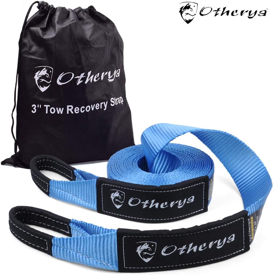 Recovery Tow Strap 3'' x 20 ft - Lab Tested 30,000lb Break Strength - Heavy Duty Draw String bag Included - Triple Reinforced Protective Loop - Ensure Peace of Mind - Emergency Off Road Towing Rope: Automotive