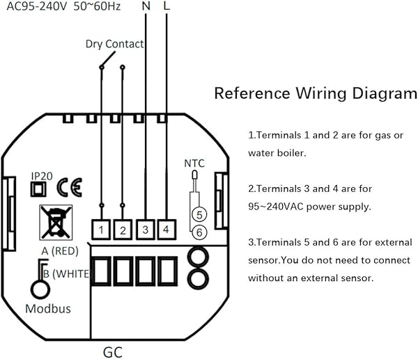 BecaSmart Serie 1000 3A LCD Touchscreen Kesselheizung Intelligente Programmiersteuerung Thermostat mit WIFI Verbindung Kesselheizung WeiWIFI