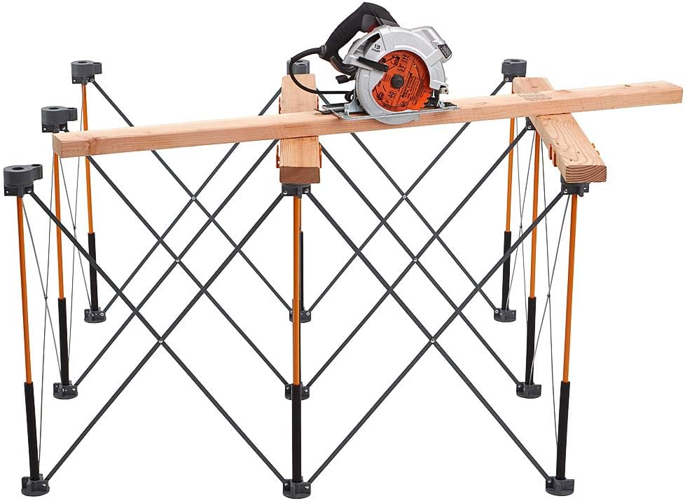 Bora Centipede 4ft x 4ft 9-Strut Work Table, Includes 4 X-Cups, 4 Quick Clamps, Carry Bag, Portable Work Support Sawhorse, CK9S, Black/Orange - Table Saw Accessories - 