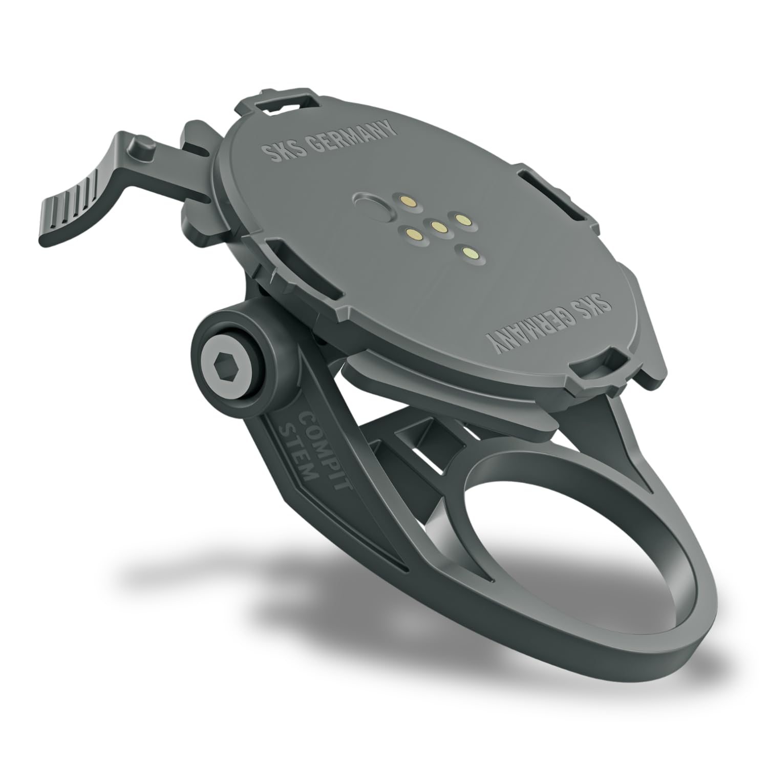 SKS GERMANY COMPIT/STEM mobile phone holder for mounting on stem (stem mounting (⌀ 1 ⅛ inch), bayonet catch, horizontal and vertical attachment, angle adjustable, mounting material included)