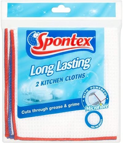 Spontex Long Lasting Kitchen Cloths 36 x 36 cm Microfibre 2 Pack