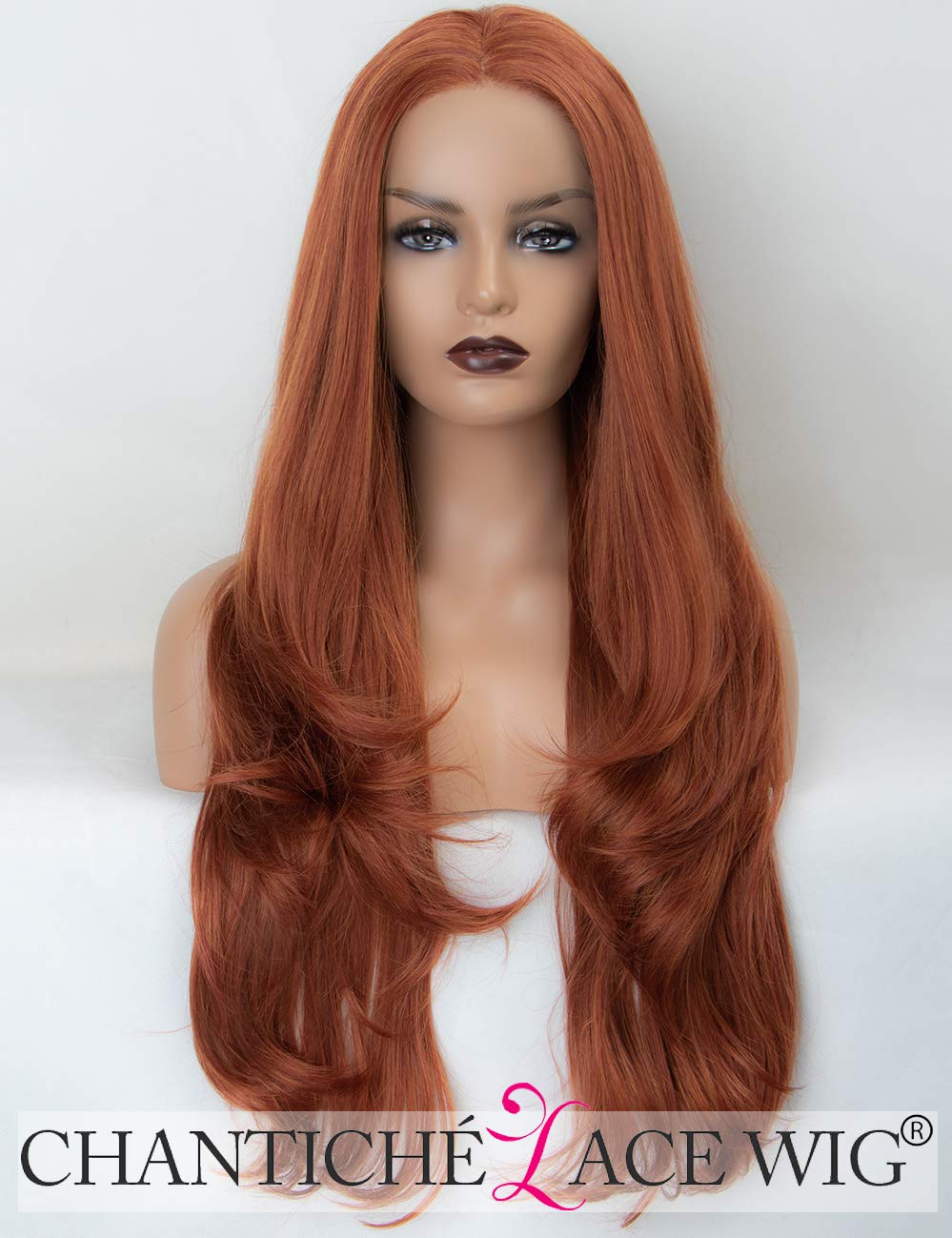 Chantiche Natural Looking Wavy Auburn Wigs Uk Copper Red Long