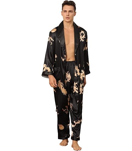 Kimono Giapponese Uomo Yukata Haori Manica 3/4 - Veste Da Casa Con Gru