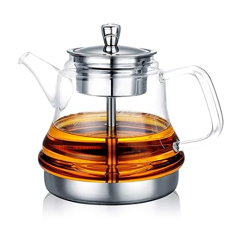 YZPCH Tetera de Vidrio con infusión removible, 45 oz. Tetera de ...