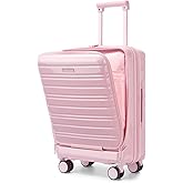 LARVENDER Carry On Luggage 22x14x9 Airline Approved, 20 Inch Expandable PC+ABS Hardside Carry On Luggage with Front Pocket Spinner Wheels TSA Lock for Women Men (Pink)