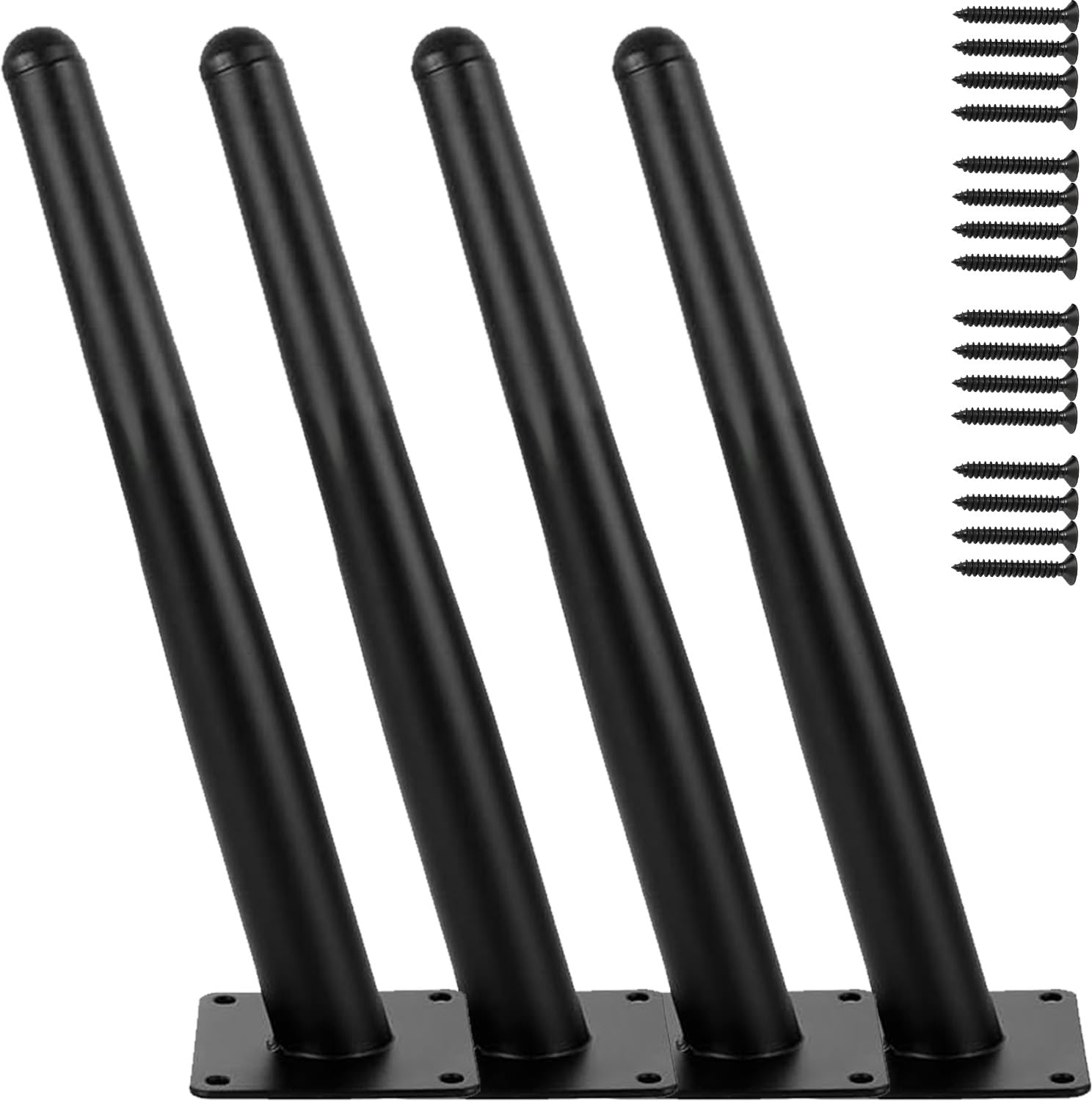 TempFoo Metal Furniture Legs 12 Inch, Oblique Conical Matte Black Furniture Feet for Sofa Cabinet Coffee Table Chair Desk Cupboard Couch Bed Home DIY Projects Modern Minimalist Style