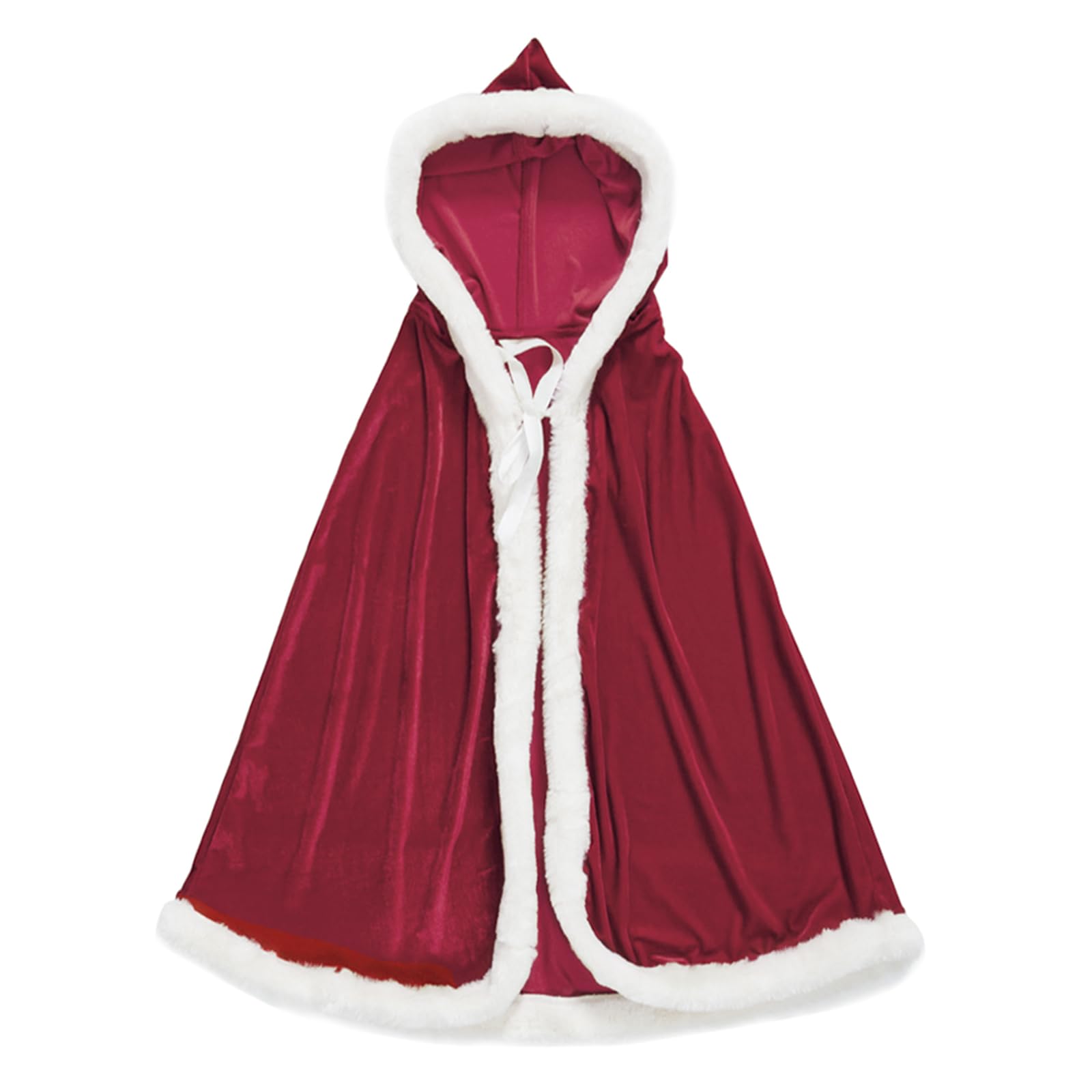 TINAYAUE Christmas Hooded Cape Santa Claus Cloak Christmas Costume Robe with Hood Red Velvet Mantle Cape for Christmas Party Family Gatherings Adult Fancy Dress Cosplay