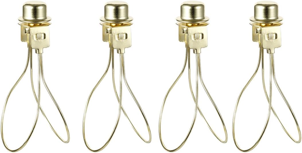 Sourcingmap 4 Pcs Lamp Shade Light Bulb Clip Adapter with Shade Attaching Finial Top Brass for Table Lamp Floor Light Fitting