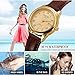 Womens Leather Watch,Fashion Casual Gold Watches for Women,Waterproof Quartz Ladies Brown Wrist Watch