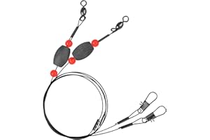 VATEICO Fishing Weights Egg Sinker Rigs,2pack/4pack Fishing Rigs Carolina Rig Flounder Rig Fish Finder Rig Steel Wire with Fishing Swivel Snaps for Redfish Rig Grouper Bottom Fishing Rigs