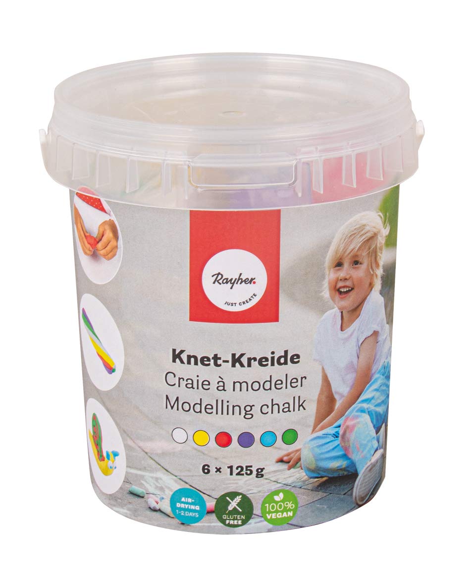 Rayher DIY Sidewalk Chalk, Set of 6 Outdoor Chalk Modelling Sticks for Drawing on Pavement, colorful, 6x125g, 34462000