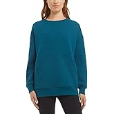 Danskin Ladies' Oversized Crewneck with Pocket,Teak Teal Heather,Small
