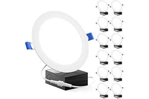SUNCO LIGHTING Sunco 12 Pack Recessed Lighting 6 Inch LED, Canless Ceiling Lights Slim with Junction Box, 850 LM, 14W (100W Equivalent), 6000K Daylight Deluxe, Dimmable, Wafer Thin, 50000 Lifetime Hours ETL.