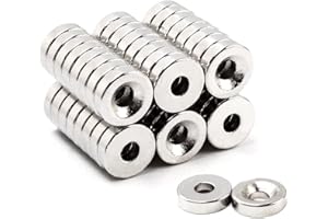 MIN CI 50 Pcs Strong Rare Earth Hole Magnets, Heavy Duty Small Ring Disc Neodymium Magnet, for Lockers Crafts DIY Science Decorative Workshop Warehouse School Office Tool Storage Screws