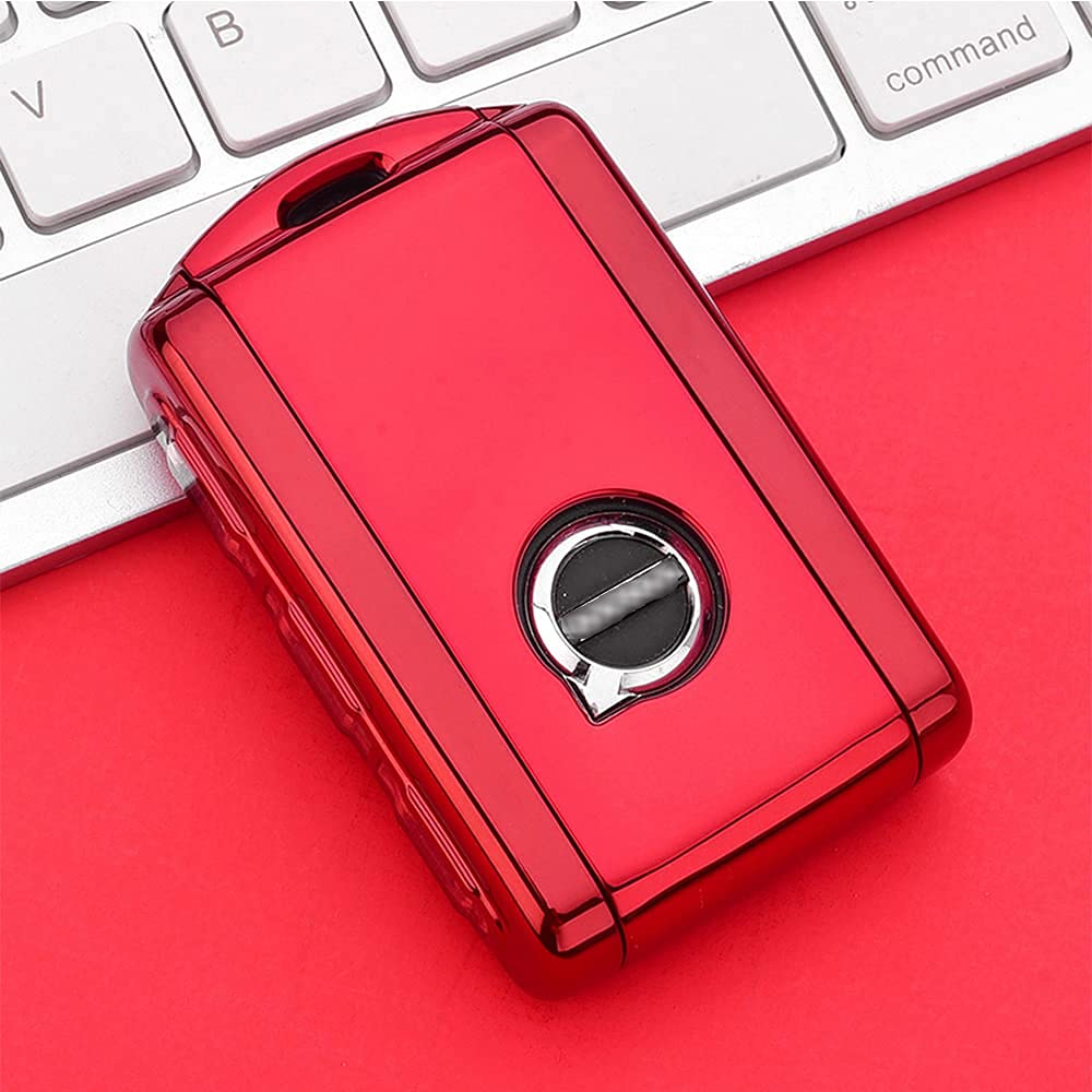 ontto for Volvo Car Key Cover Premium Soft TPU Silicone Key Fob Cover Holder Protector for Volvo xc60 xc90 xc40 s90 v90 Remote Car Key Case Keyring Key Fob Red