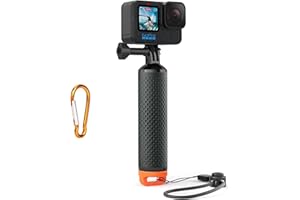 O'woda Floating Handle Grip Waterproof Buoyancy Selfie Stick Monopod with Carabiner for GoPro Hero 13 12 11 10 9 8 7 6 5 4 3+ 2 1, AKASO EK7000 Pro V50 Pro Brave 4, DJI Action 5 Pro (Orange)
