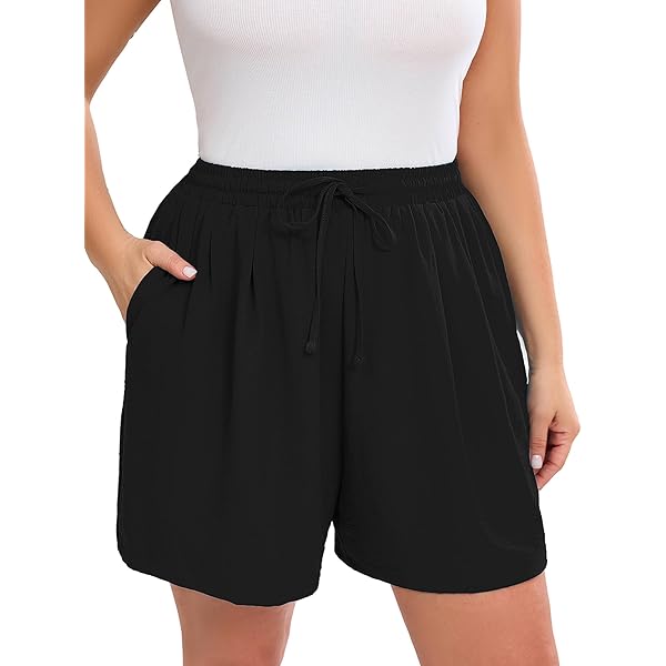 OLRIK Plus Size Shorts for Women 2026 Summer Casual Ruffle Belted