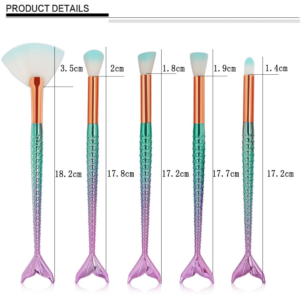 Eye Brush Set, Tenmon 11 Pcs Mermaid Eyeshadow Eyeliner Blending Crease Kit Makeup Brushes Makeup Foundation Eyebrow Eyeliner Blush Cosmetic Concealer Brushes: Beauty