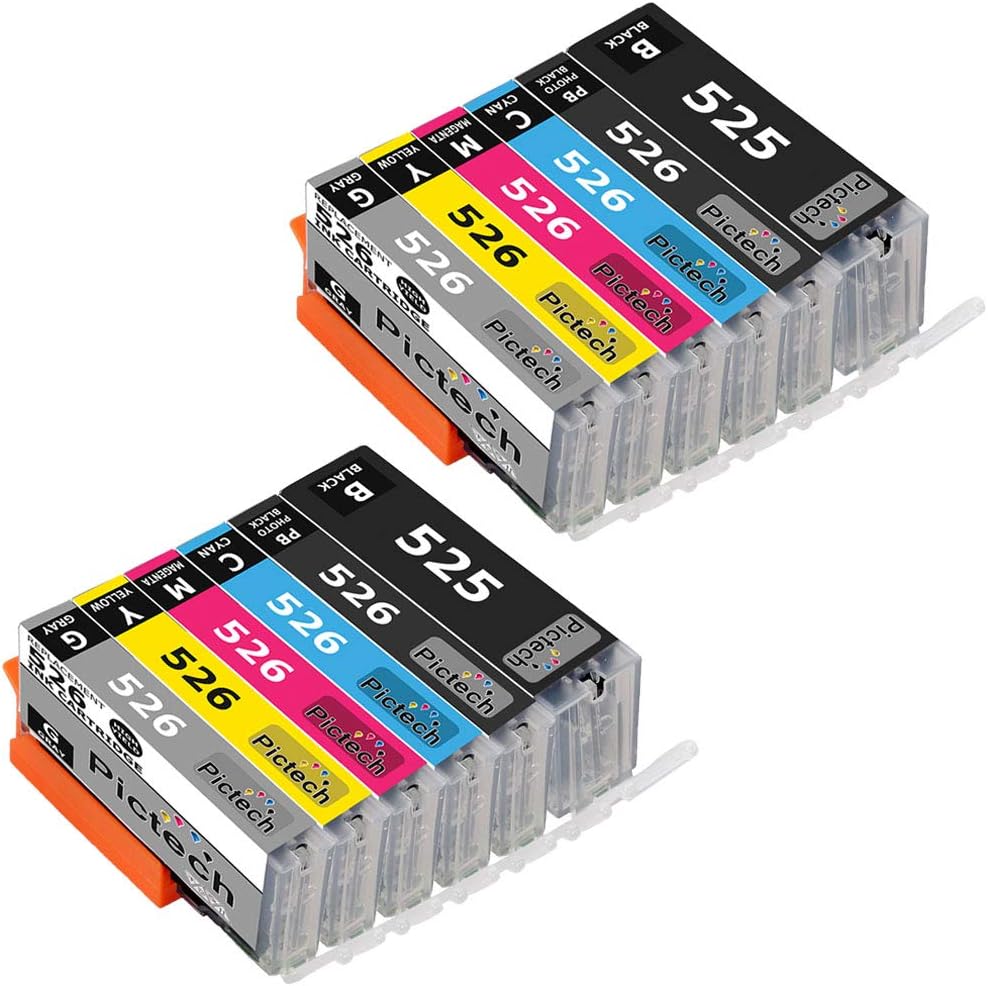 Pictech Replacement for Canon PGI-525 CLI-526 Ink Cartridges for Canon Pixma IP4800 IP4950 IP4840 IP4850 IX6550 IX6250 MX885 MX882 MX895 MX715 MG5200 MG5350 MG5250 MG5120 MG5150 MG6120 (2 Sets (10 Pack)