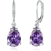 CiNily Leverback Dangle Drop Earrings for Women Girls 14K White/Gold Plated Teardrop Earrings Cubic Zircon Hanging Lever Earrings Fashion Graduation Party Weddings Jewelry Gifts