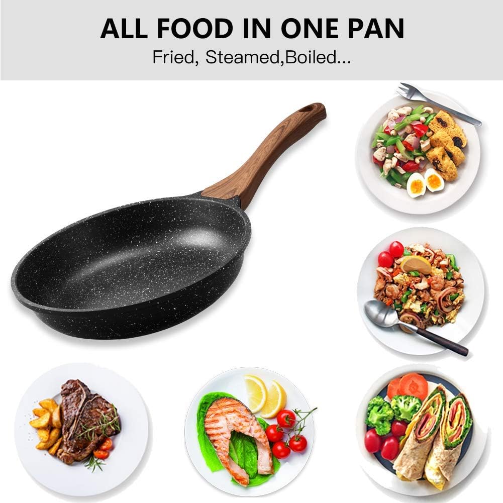 ESLITE LIFE Frying Pan Set Nonstick Skillet Set Induction Compatible With Granite Coating 3 Piece, 8 Inch, 9.5 Inch and 11 Inch: Kitchen & Dining