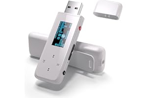 PECSU MP3 Player with Bluetooth,USB Portable Mini Music Player with FM Radio, E-Book, for Kids Sports Running with One-Key Recording 32GB (White)