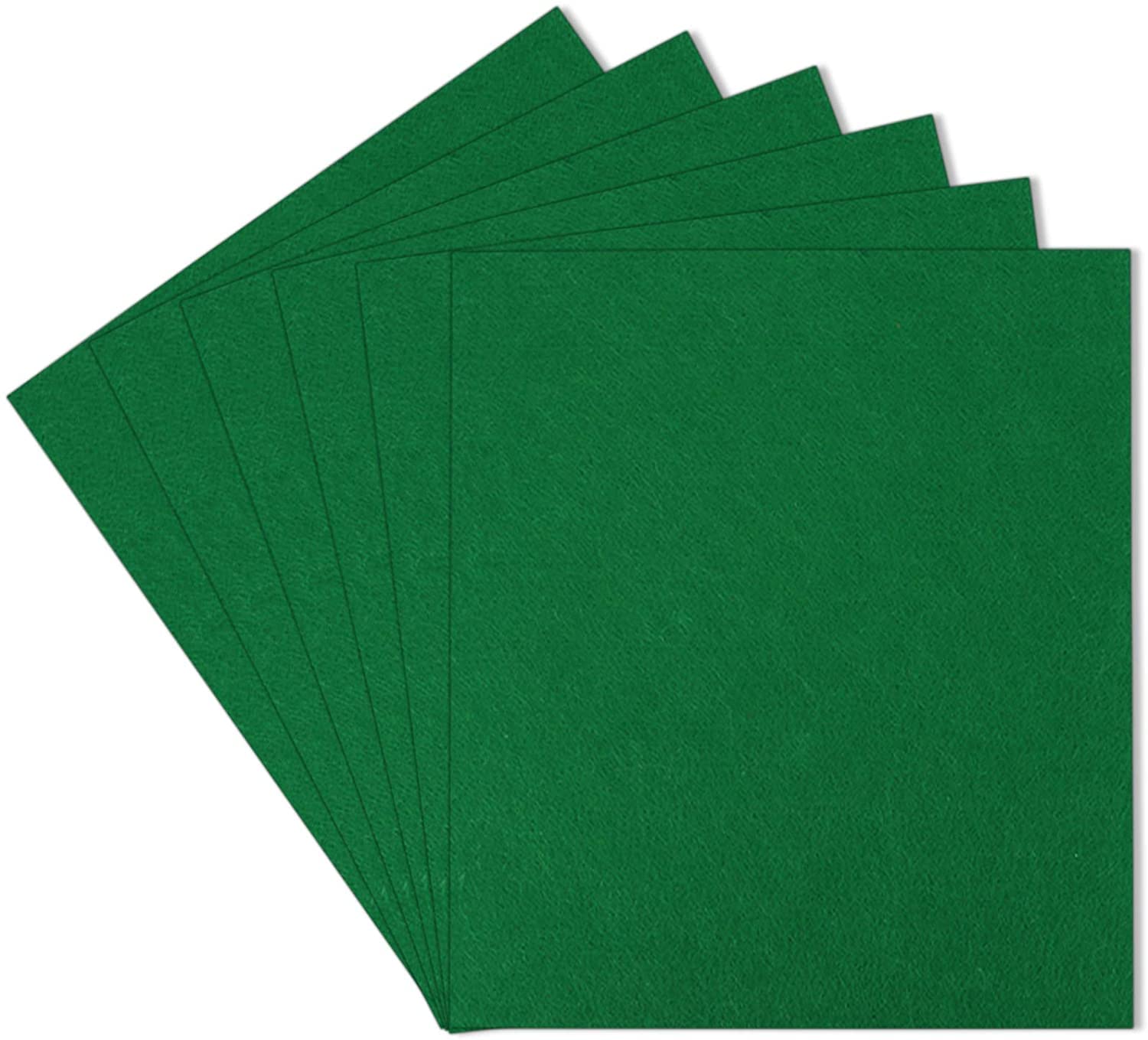 SAVITA 5 Pieces 25.5 x 22.8 cm 3 mm Thick Felt Sheets, Square Craft Fabric Hard Felt for Children DIY Craft Patchwork Embroidery Sewing Craft Project (Green)