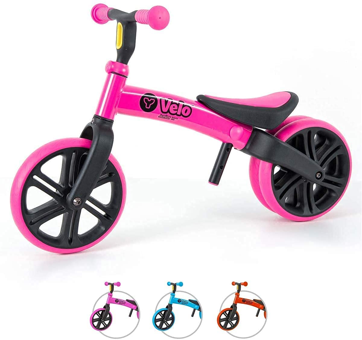 Yvolution Y Velo Junior Balance Bike 2 in 1, Kids' Trikes, 9" Training Bicycle with Dual Rear Wheels for Kids Age 18 Months - 3 Years, Pink