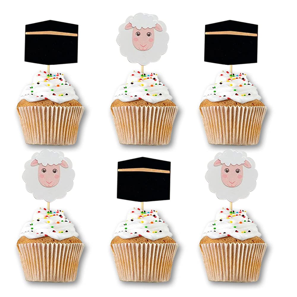 48PCS Eid Al Adha Cupcake Topper Party Decorations Islamic Muslim Party Supplies