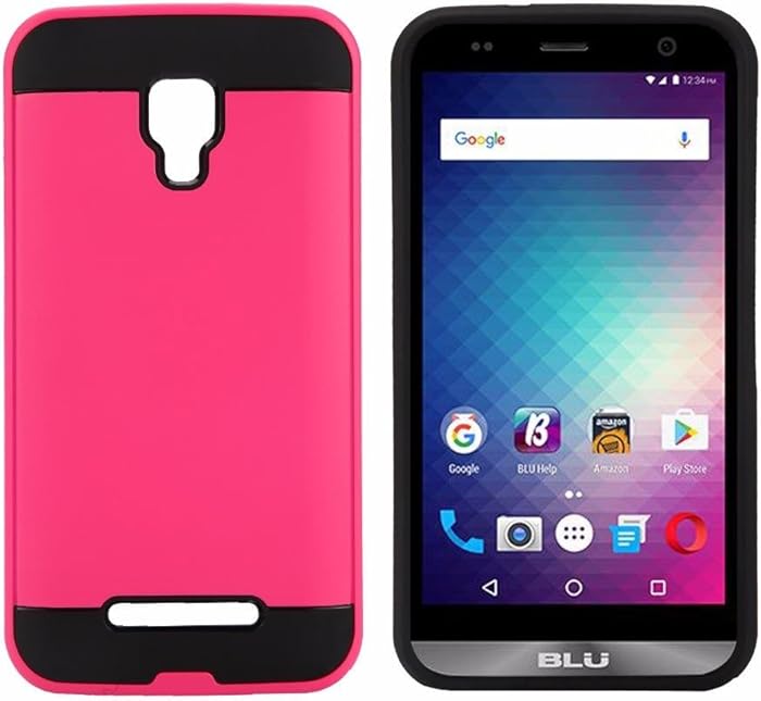 Blu Dash XL (D710U) Cellphone Case, Tough Hybrid Armor Shockproof Dual Layer Drop Protection Case Cover Case (VGC Pink)