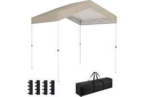 Outsunny 8 x 8 ft Pop Up Canopy Tent with 1-Button Push Easy Setup, UPF 50+ A-Frame Outdoor Instant Canopy Portable Shelter w