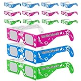 Solar Eclipse Glasses CE and ISO Certified - Safe Solar Viewing - Viewer and Filter - Made in USA - NEON (12 Pack)