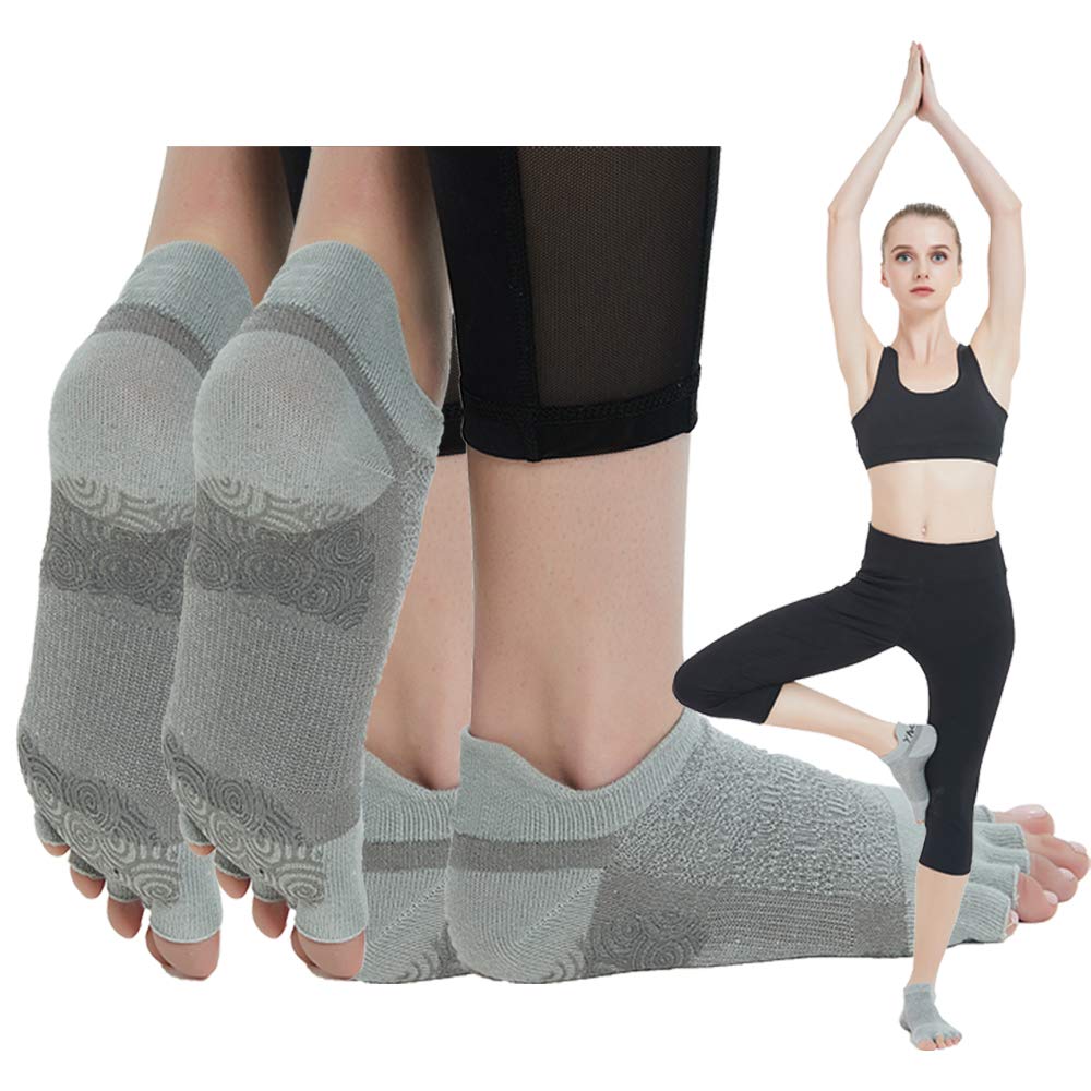 Yoga Socks, Non Slip Socks with Grips,Toeless Half Toe Socks for Yoga