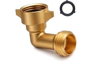 XinYunfan 90-Degree Hose Elbow for RVs with Easy Grip Connector - 3/4" Solid Brass 90-Degree Hose Fitting Elbow for RV Water Hoses, Residential Outdoor Faucets, and More (1 Pack)