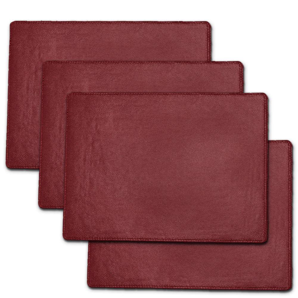 Faux Leather Placemats for Dinner Table, Pack of 4 (Maroon)