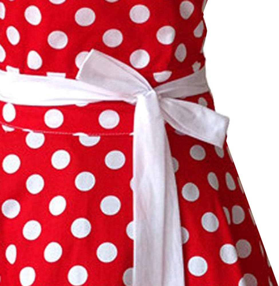 Golden Apple Lovely Sweetheart Red Retro Kitchen Aprons Women Girl Cotton Polka Dot Cooking Salon Apron Dress - Image 5
