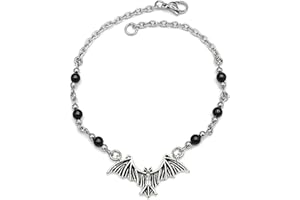 Bat Anklet - Vampire Ankle Bracelet - Goth, Halloween Jewelry (11 in)