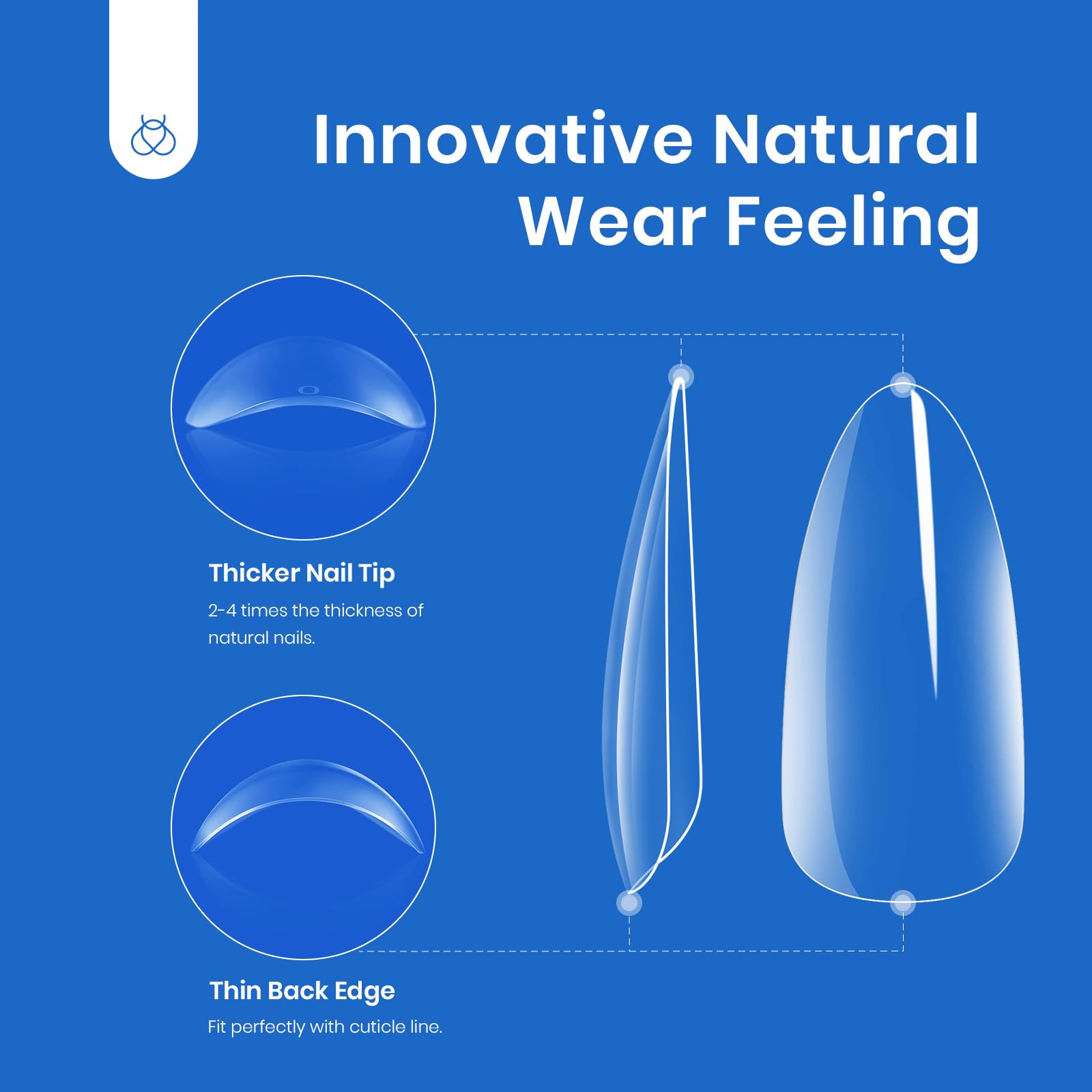 Beetles Gel Nail Tips Almond Medium Shape Nails, 500Pcs Pre Shaped Soft Nail Tips Clear Full Cover False Nails for Gel Nail Polish Soak Off Easy Nail Extensions Press on Nails - Image 4