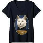 Womens Star Trek: The Next Generation Data Cat Portrait V-Neck T-Shirt
