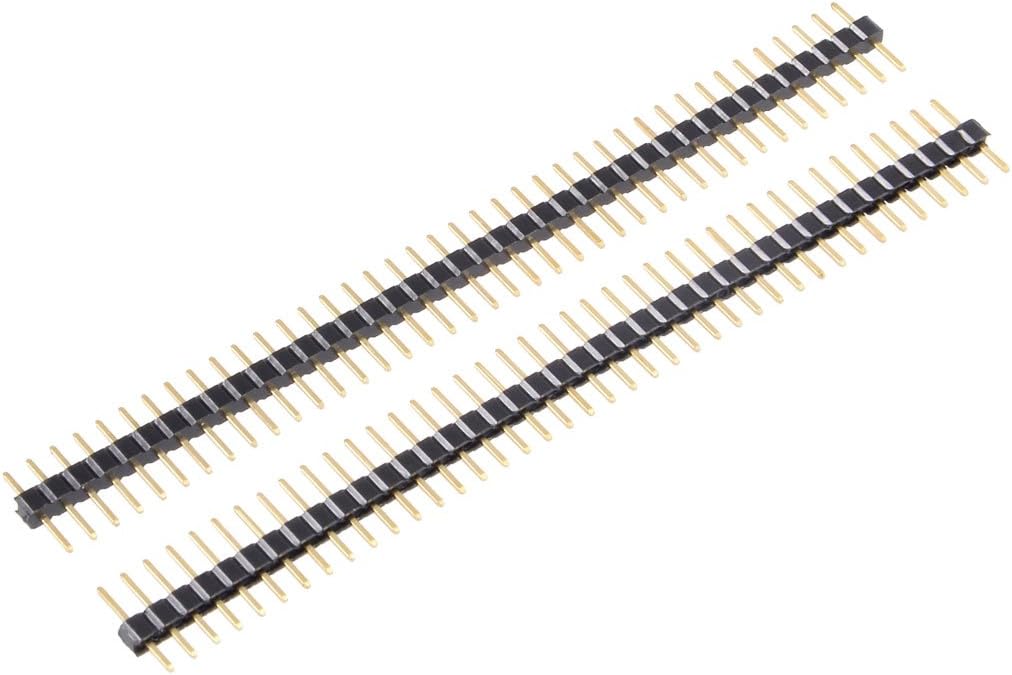 Sourcingmap 10Pcs 2mm Pitch 40P Single Row Straight Connector Pin Header Strip for Prototype Shield, black, gold tone
